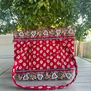 Vintage VERA BRADLEY Red Leaf 1997 Villager Tote Bag